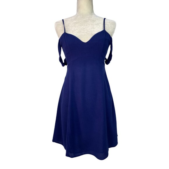 ASTR the Label Sweetheart Mini Dress Tie Shoulder Blue Size Small - Picture 1 of 10